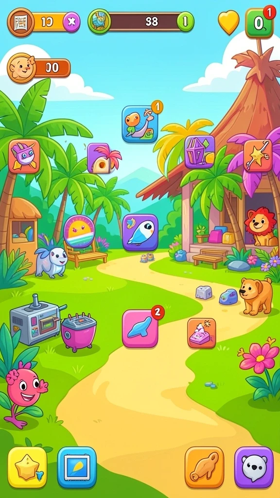 Tampilan awal game dengan karakter alien yang menarik.