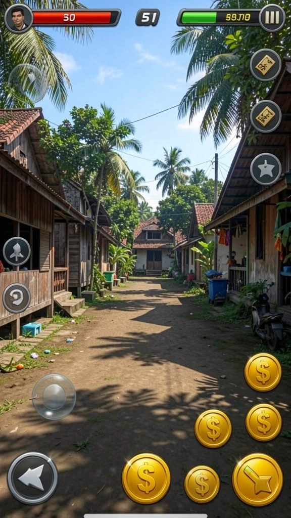 Layar utama JAWARA79 dengan karakter menarik.